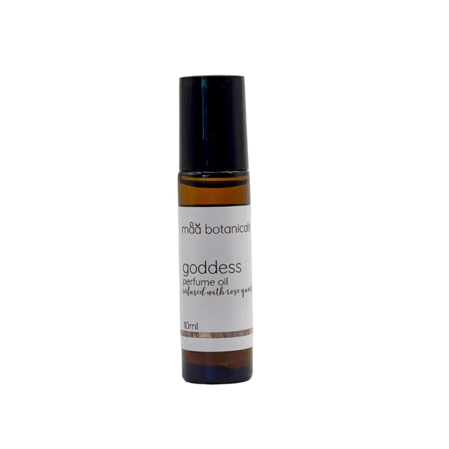 maa botanicals goddess perfume oil in an amber roll on bottle