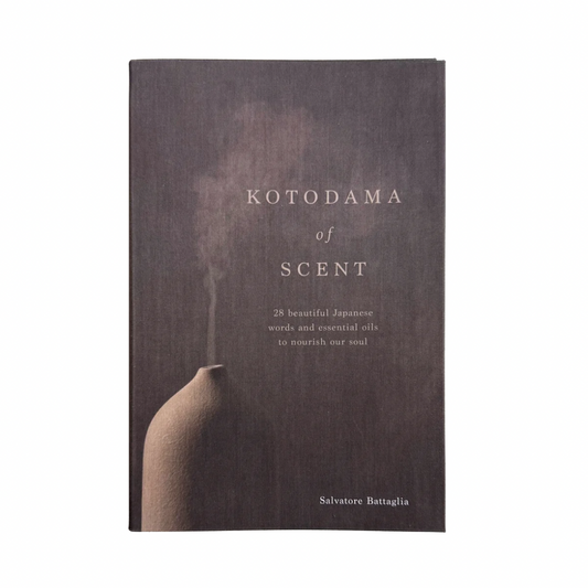 Book titled 'Kotodama of Scent' with a dark cover and minimal design.